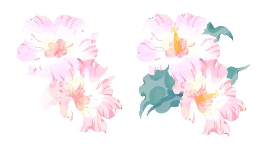 step 6 to draw a hibiscus flower