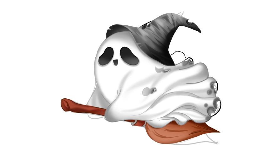 Step 4: Deepening shadows and adding details to make the ghost more realistic